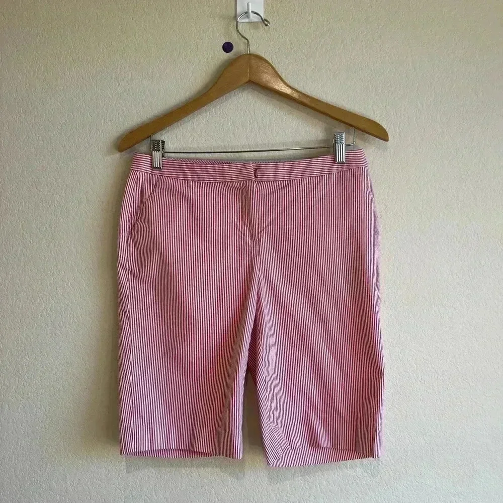 Halogen Taylor Fit Womens Cotton Stretch Bermuda Shorts‎ 4 red striped